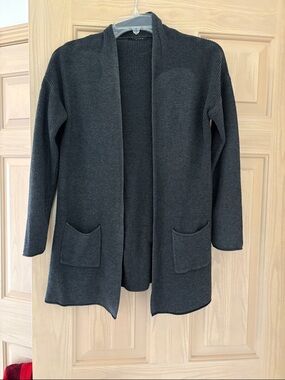 Tahari Classic Open-Front Women's Cardigan Sweater - Dark Charcoal